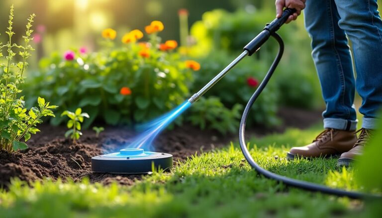 découvrez notre désherbeur chalumeau thermique écologique de 37 kw fonctionnant au gaz butane, équipé d'un tuyau de 4,5 mètres, idéal pour un entretien durable et respectueux de l'environnement.