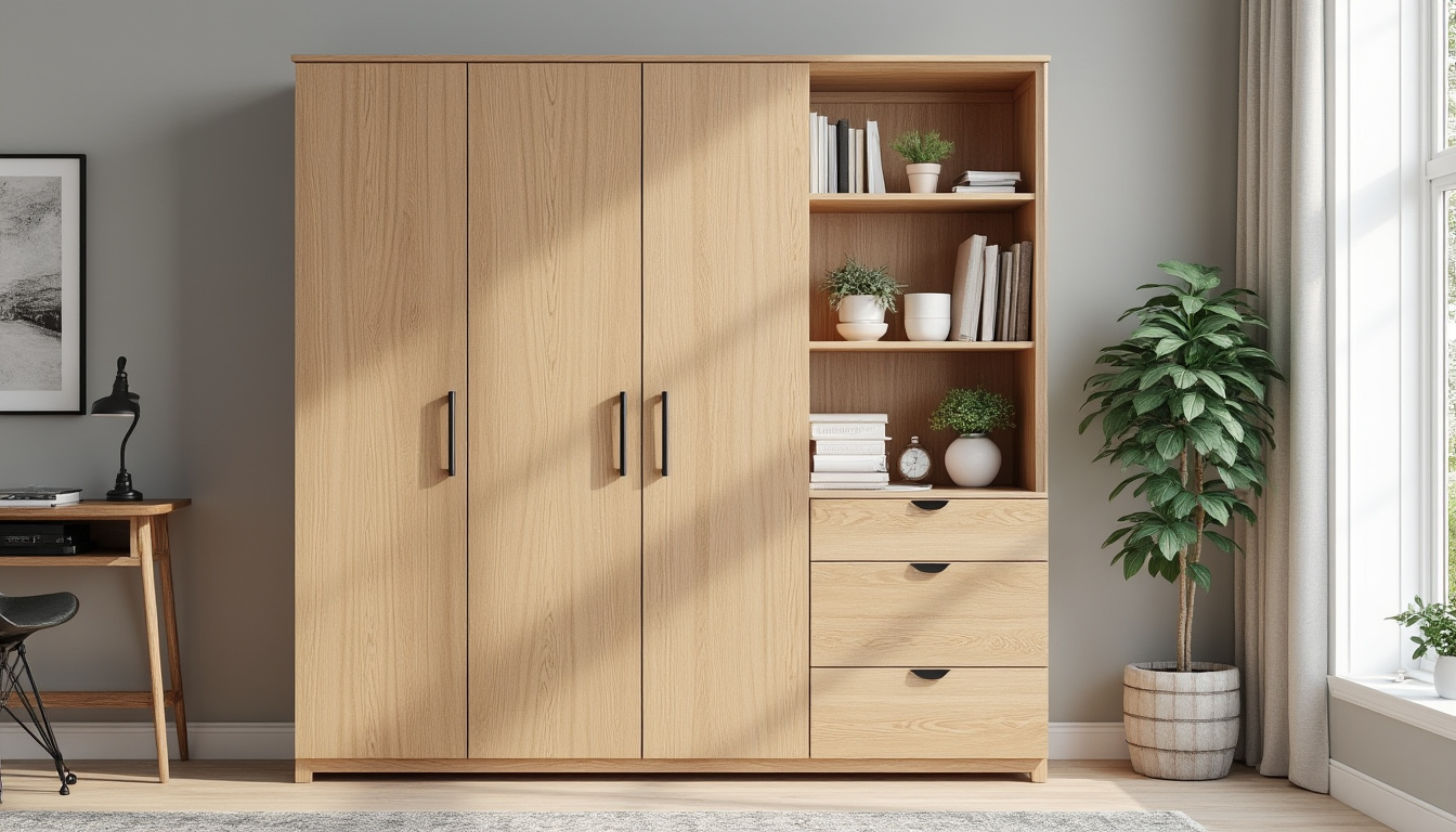 découvrez l'armoire de rangement dinamic en pin avec 4 portes et 4 étagères, idéale pour organiser votre espace de manière pratique et élégante.