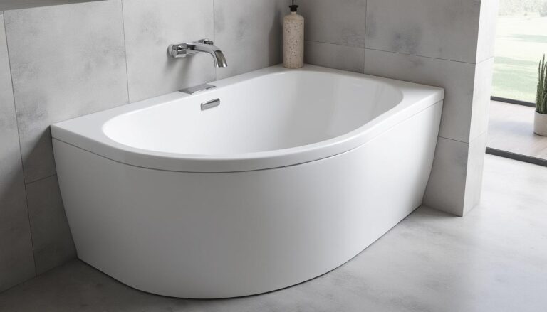 découvrez la baignoire murale d'angle modena en blanc brillant, élégante et moderne, avec des dimensions de 170 cm de longueur, 80 cm de largeur et 58,5 cm de hauteur, parfaite pour optimiser l'espace de votre salle de bain.