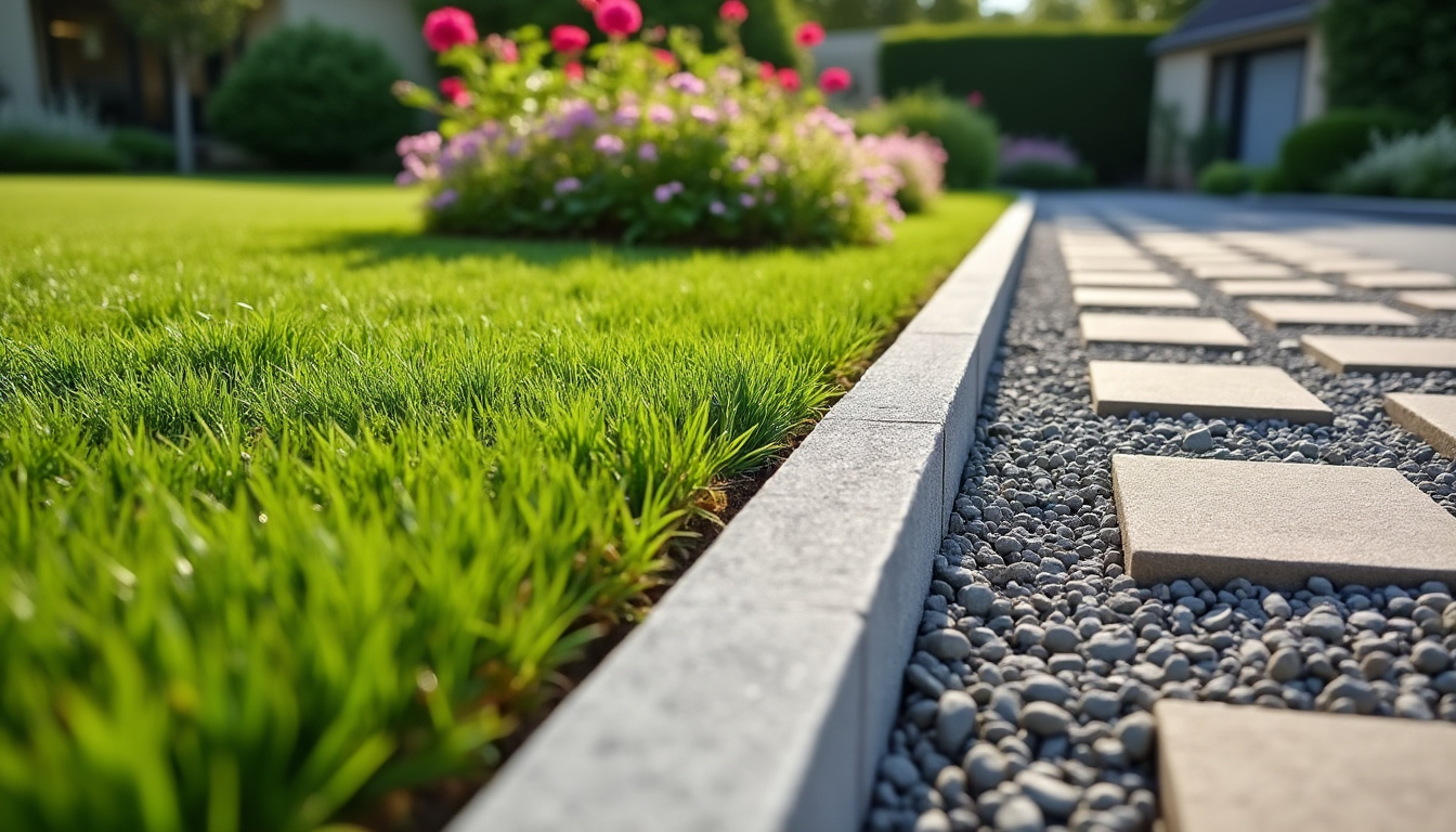 bordure de jardin kann en béton gris, épaisseur 8 cm, hauteur 40 cm et longueur 100 cm. idéale pour délimiter vos espaces extérieurs avec style et robustesse.