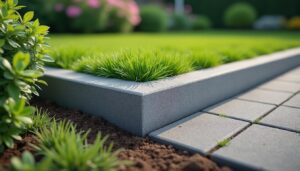 découvrez la bordure de jardin kann en béton gris, avec une épaisseur de 8 cm, une hauteur de 30 cm et une longueur de 100 cm, idéale pour délimiter et embellir vos espaces extérieurs.