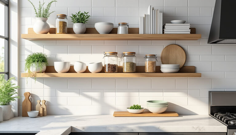 découvrez notre étagère décorative élégante, parfaite pour sublimer votre cuisine en alliant style et fonctionnalité.