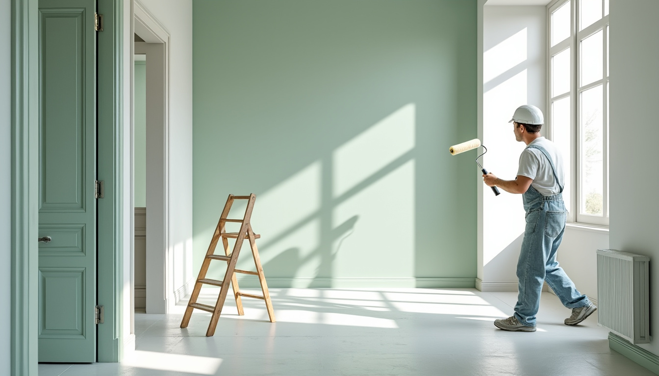 découvrez notre peinture murale lavable 1l, idéale pour redonner vie à vos murs avec son blanc éclatant et son vert tilleul rafraîchissant. parfaite pour un intérieur propre et lumineux.