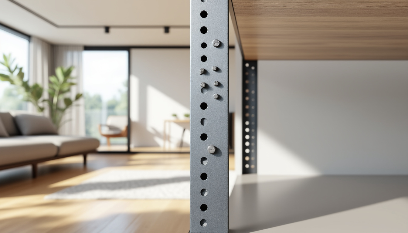 poteau réglable sol/plafond de 268 à 270 cm, idéal pour étagères cloisonnantes robustes et modulables, s'adaptant facilement à vos espaces.