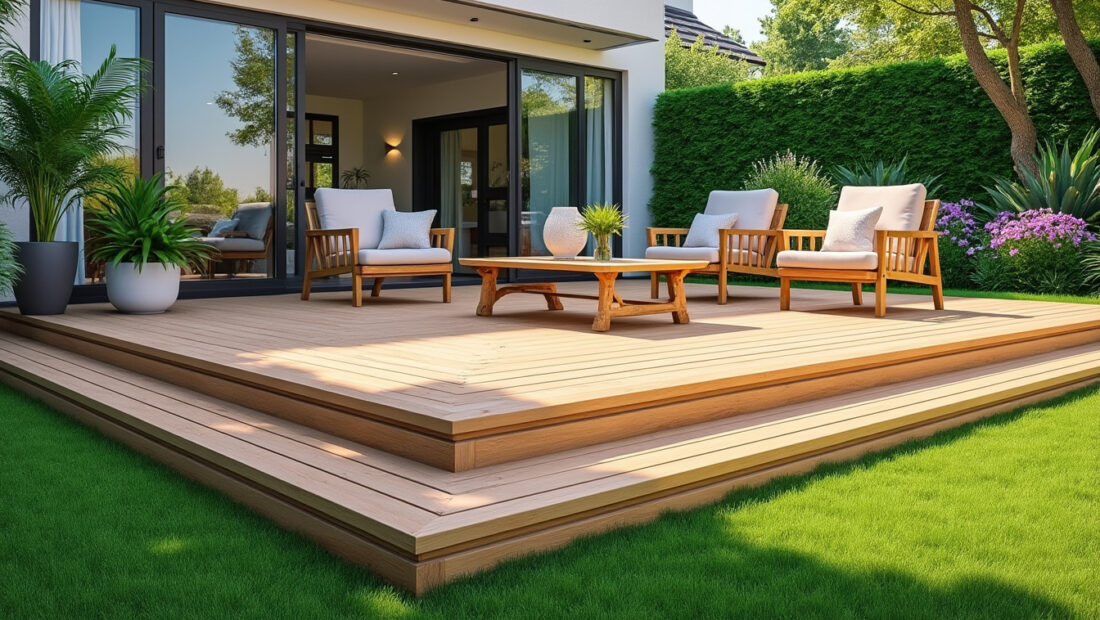découvrez nos astuces simples et efficaces pour aménager une terrasse en bois sur pelouse, et profitez d'un espace extérieur harmonieux sans tracas.