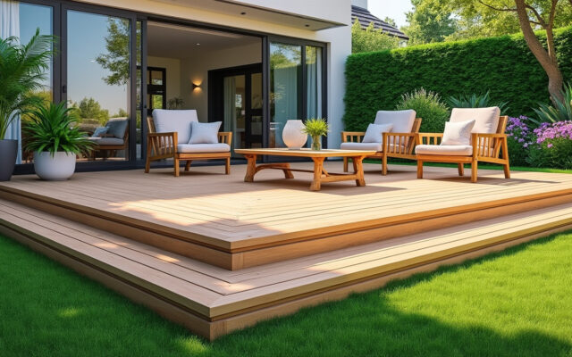 découvrez nos astuces simples et efficaces pour aménager une terrasse en bois sur pelouse, et profitez d'un espace extérieur harmonieux sans tracas.