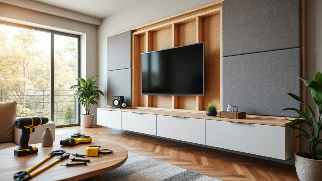 découvrez comment fabriquer un mur tv acoustique chez vous avec notre guide complet, incluant l'installation de panneaux insonorisants pour une expérience sonore optimale.