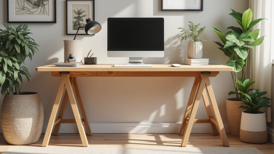 découvrez notre tréteau en pin écologique, idéal pour créer un bureau glamour et compact alliant design naturel et respect de l'environnement.