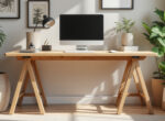découvrez notre tréteau en pin écologique, idéal pour créer un bureau glamour et compact alliant design naturel et respect de l'environnement.