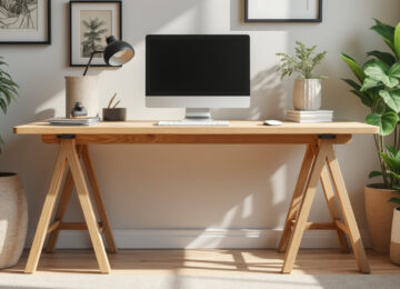 découvrez notre tréteau en pin écologique, idéal pour créer un bureau glamour et compact alliant design naturel et respect de l'environnement.