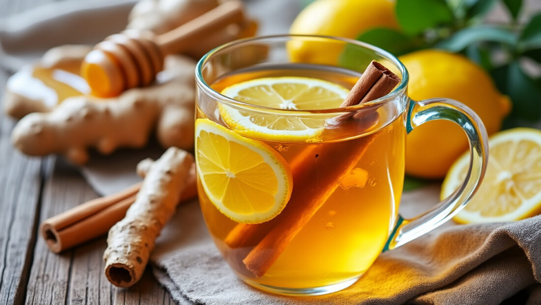 découvrez notre infusion réconfortante au gingembre, curcuma, cannelle, miel et citron, une recette naturelle idéale pour apaiser les symptômes du rhume et renforcer votre bien-être.