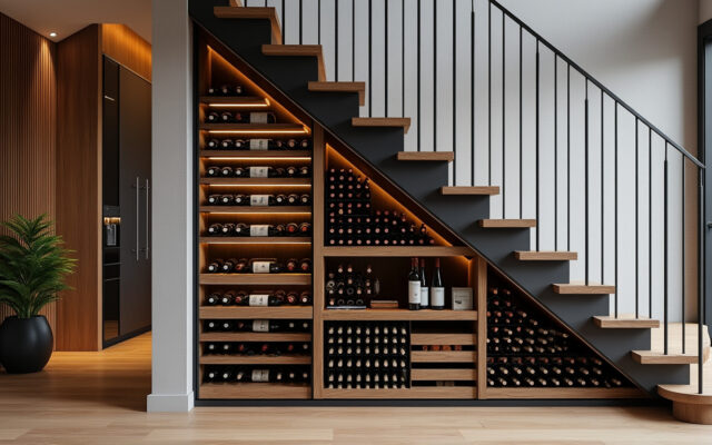découvrez comment aménager une cave à vin ingénieuse sous l'escalier pour optimiser l'espace avec style, alliant praticité et élégance dans votre intérieur.
