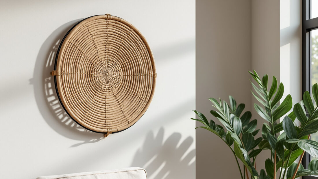 découvrez notre décoration murale en cannage associée à un support métallique élégant, alliant naturel et modernité pour sublimer votre intérieur.