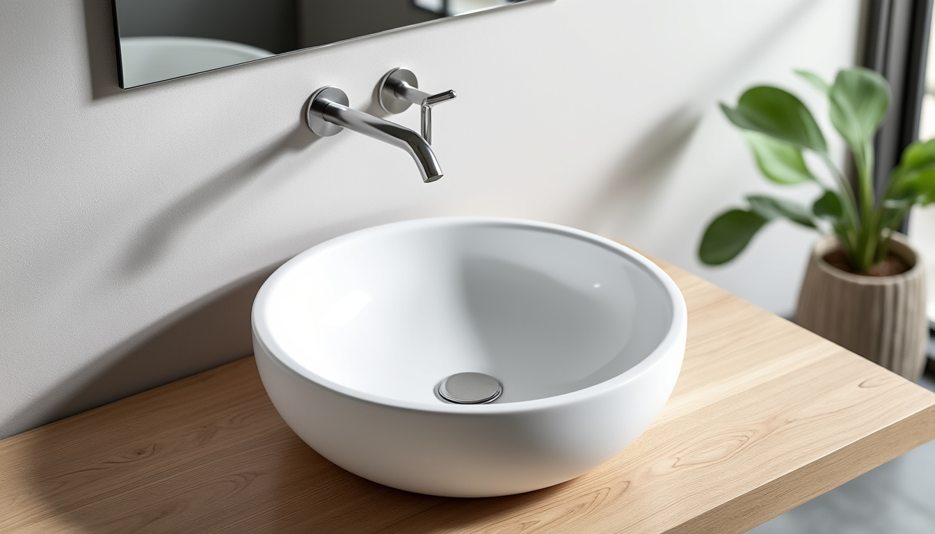 découvrez notre élégante vasque ronde en céramique blanche de 40 cm, idéale à poser pour apporter une touche raffinée et moderne à votre salle de bain.