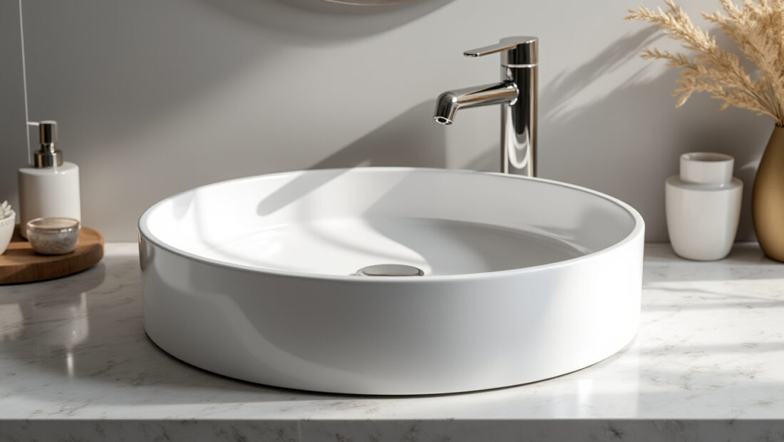 découvrez notre élégante vasque ronde en céramique blanche de 40 cm, idéale à poser pour sublimer votre salle de bain avec style et modernité.