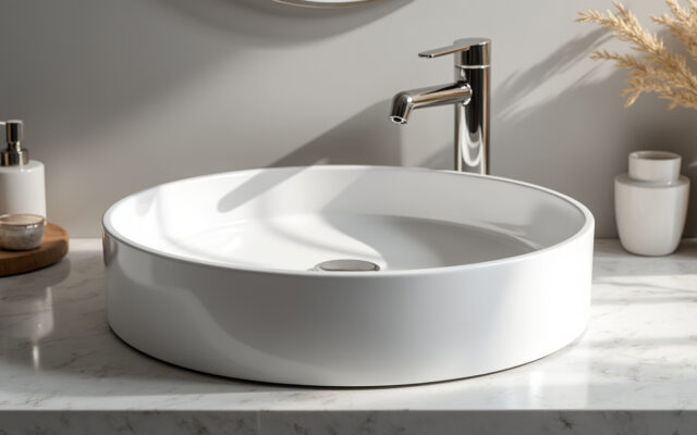 découvrez notre élégante vasque ronde en céramique blanche de 40 cm, idéale à poser pour sublimer votre salle de bain avec style et modernité.