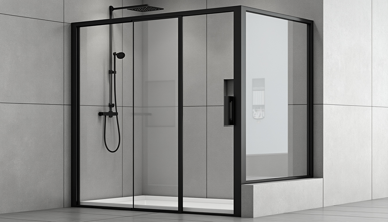 découvrez une installation élégante de parois en niche équipées de portes battantes, alliant design moderne et fonctionnalité optimale pour votre salle de bain.