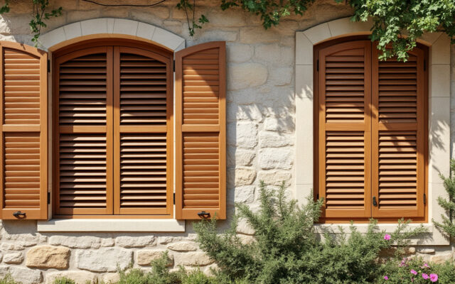 découvrez nos volets battants persiennés niçois en bois à lames à la française, alliant élégance et tradition méditerranéenne pour sublimer votre façade.