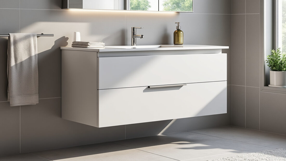 optimisez votre salle de bain avec le meuble diva de 120 cm sur pieds : un design élégant et 2 tiroirs pratiques pour ranger vos essentiels.